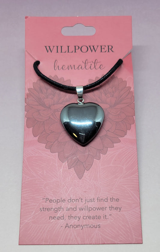 Heart Shaped Crystal Necklace Pendant — Hematite