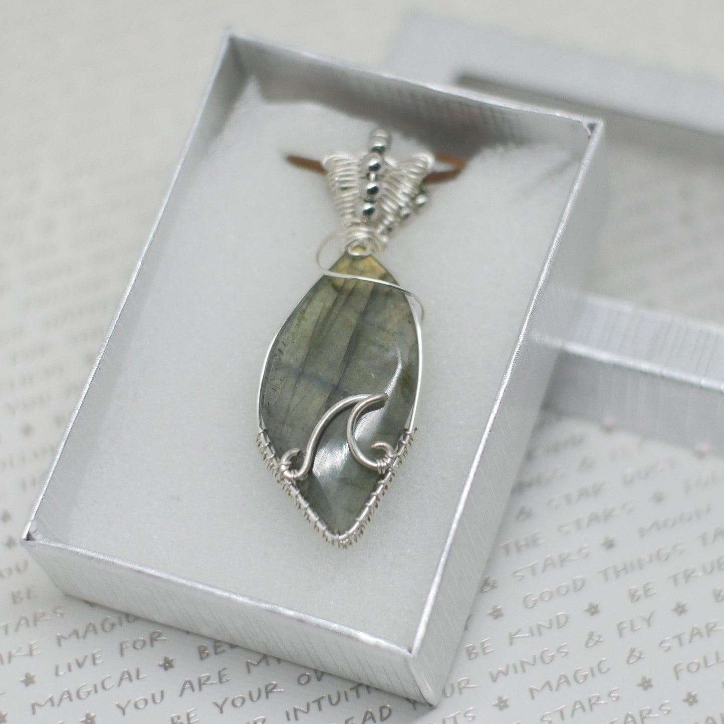 Labradorite Shard Wire Wrapped Necklace